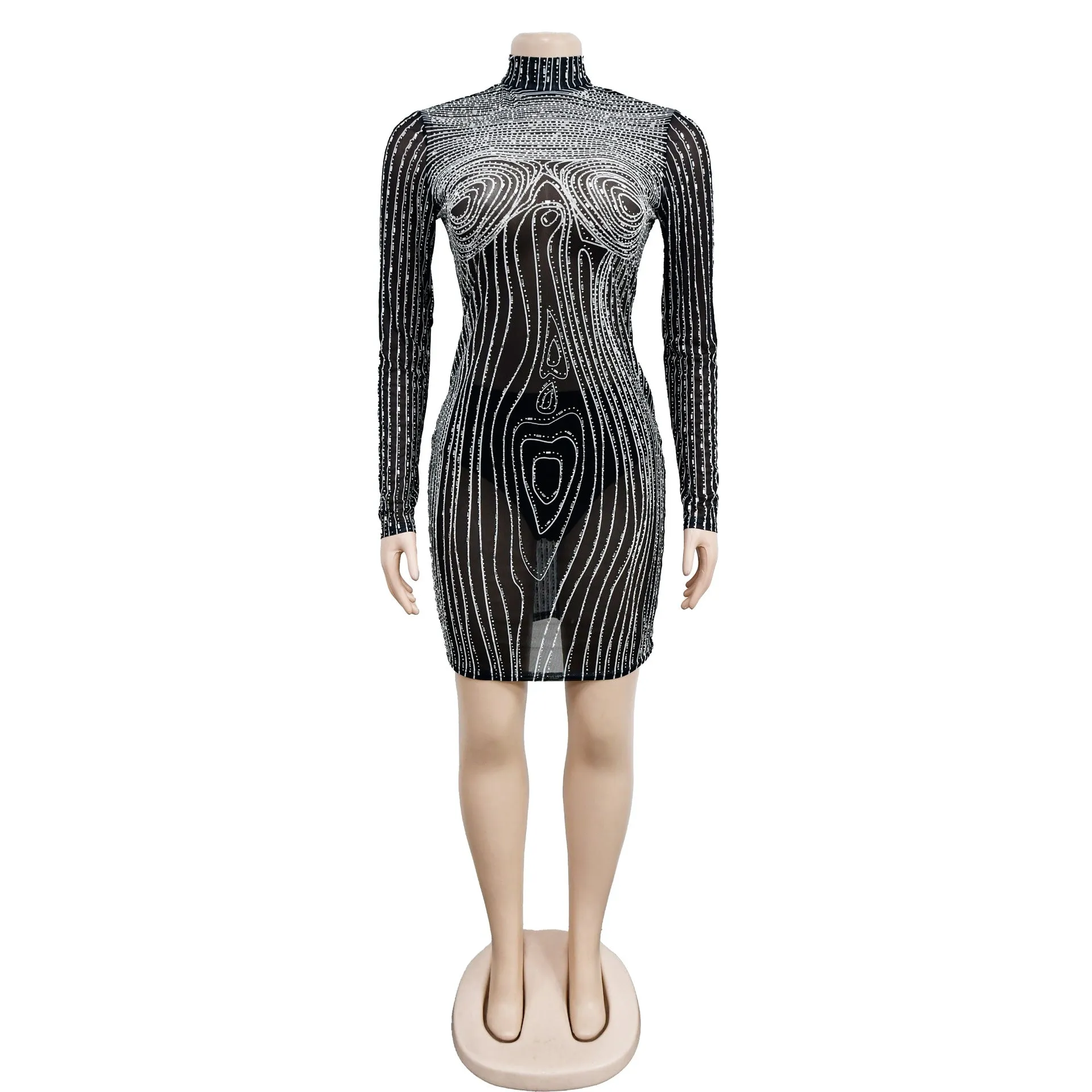 MB FASHION SEQUIN MESH MINI DRESS MB6550 PRE-ORDER
